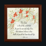 John 3:16 Gud så älskade världen, jul Minnesask<br><div class="desc">I det inspirerande citatet från julets presentlåda återges en vacker vattenfärgsbergsdesign och den innehåller Bible Verse John 3:16,  "För Gud så älskad världen att han gav sin enda övervunna son,  att den som tro i honom inte borde dö utan ha hela livet."</div>