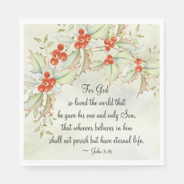 John 3:16 Gud så älskade världen, jul Pappersservett (Framsidan)