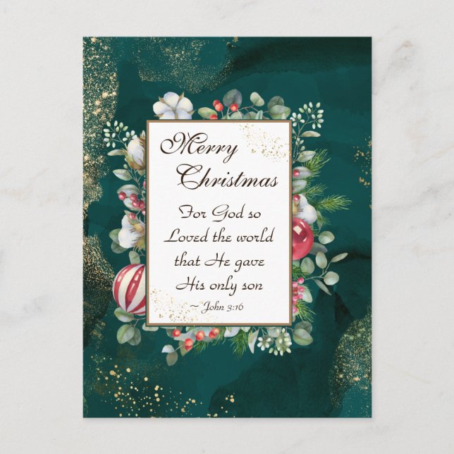 John.3:16 Gud så älskade världen, jul Vykort (Framsida)