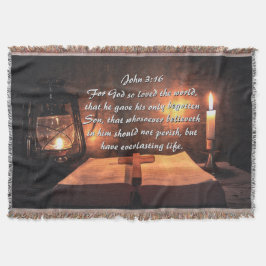 John 3:16 Gud så älskade världen, lantern Filt