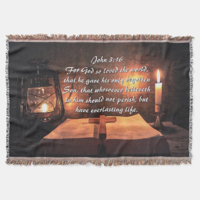 John 3:16 Gud så älskade världen, lantern Filt (Framsidan)