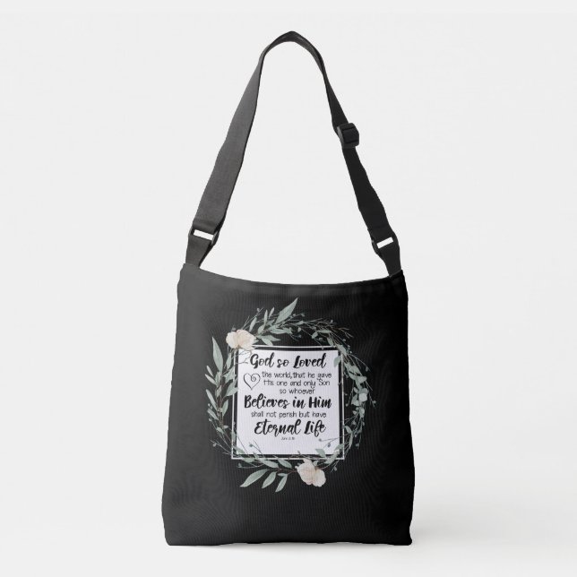 John 3:16 Gud så älskade World Bible Verse Axelväska (Framsida)