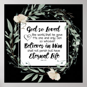 John 3:16 Gud så älskade World Bible Verse Poster