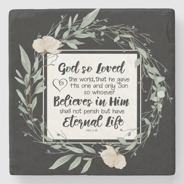 John 3:16 Gud så älskade World Bible Verse Stenunderlägg (Framsidan)