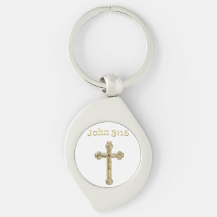 John 3:16 Guld kor Swirl Silverfärgad Nyckelring