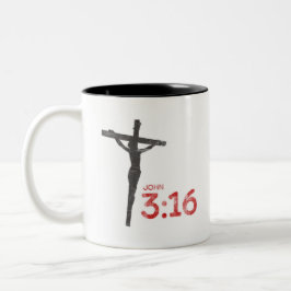 John 3:16 Jesus Crucifix Bible Verse Two-Tone Coff Två-Tonad Mugg