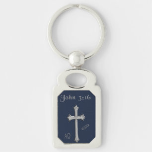 John 3:16 Juderi Rektangulärt Silverfärgad Nyckelring