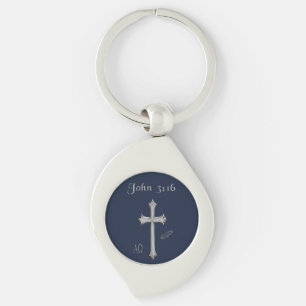 John 3:16 Juderi Swirl Silverfärgad Nyckelring