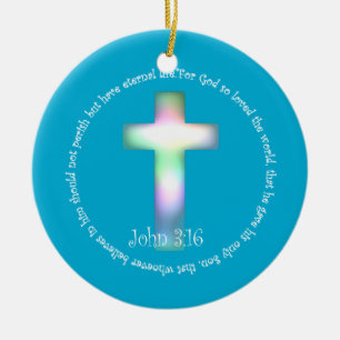 John 3:16 julgransprydnad keramik