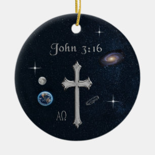 John 3:16 julgransprydnad keramik