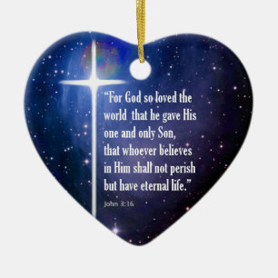 John 3:16 julgransprydnad keramik