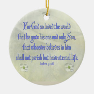 John 3:16 julgransprydnad keramik