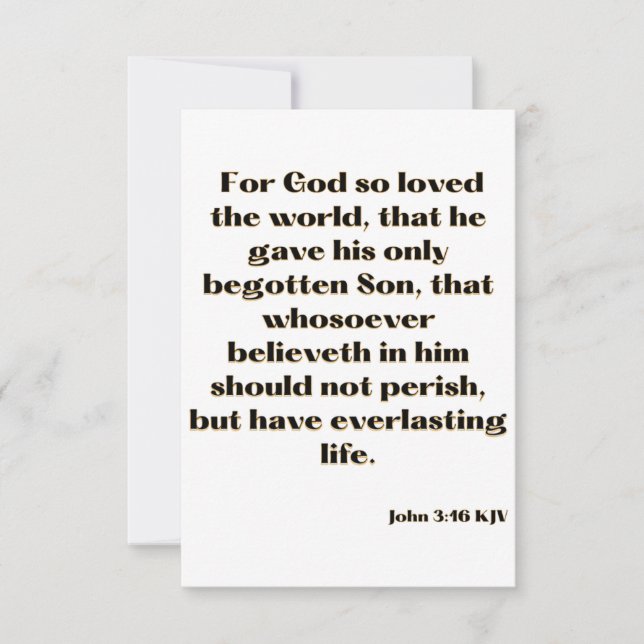 John 3:16 KJV Bible Verse Flat Greeting Card Kort (Framsida)