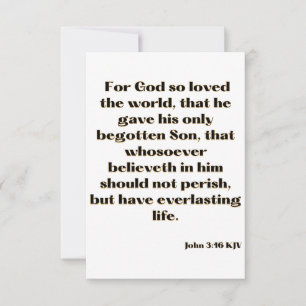 John 3:16 KJV Bible Verse Flat Greeting Card Kort