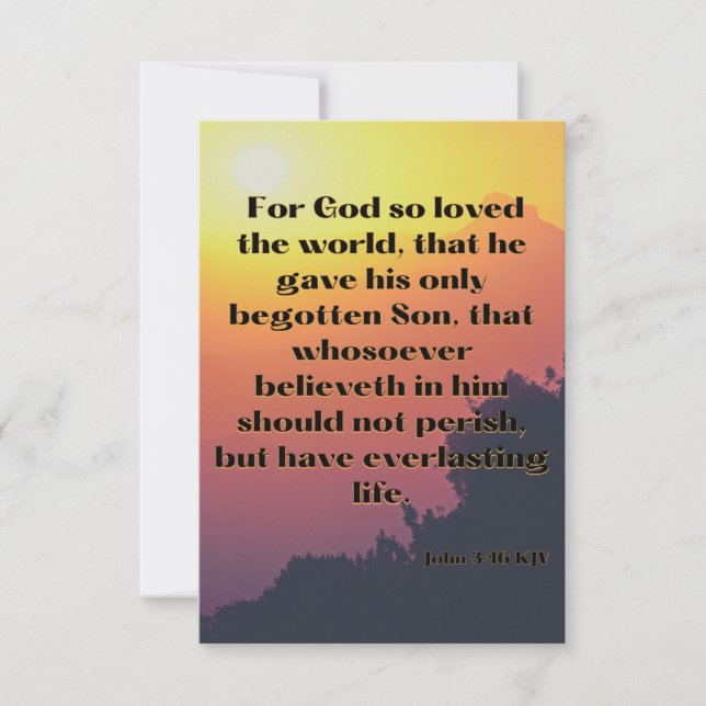 John 3:16 KJV Bible Verse Pic Flat Hälsning Kort (Framsida)