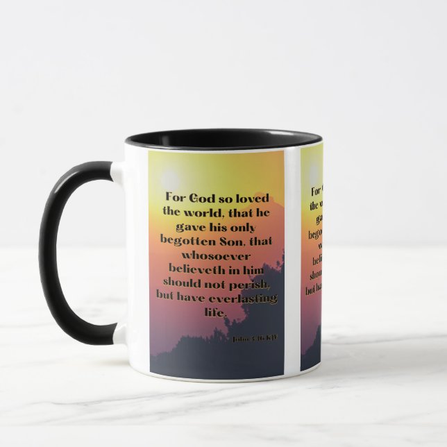 John 3:16 KJV Bible Verse Pic Two-Tone Mugg (Vänster)