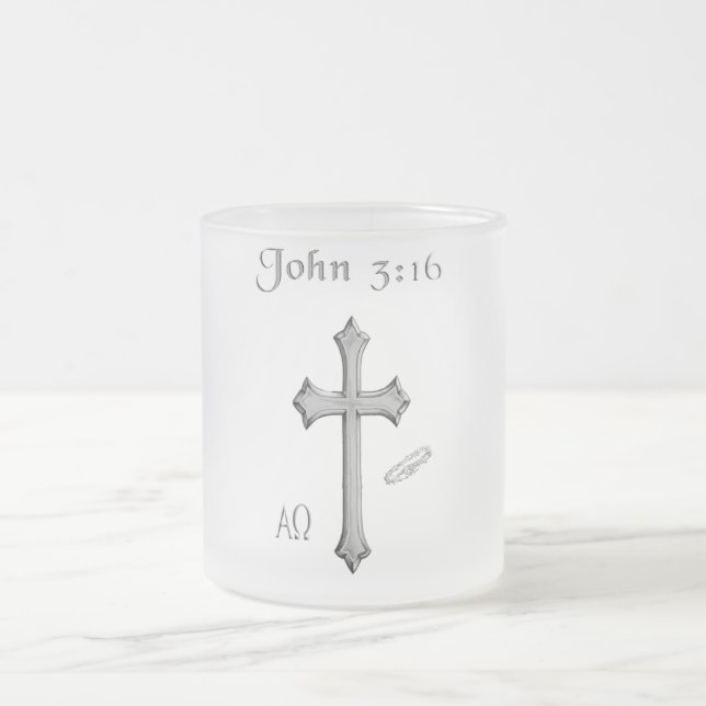 John 3:16-kläder frostad glasmugg (Center)