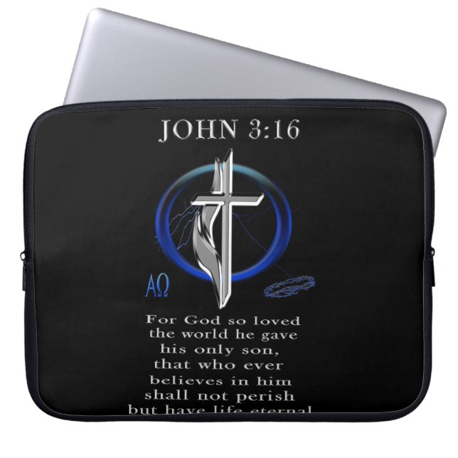 John 3:16-kläder laptop sleeve (Framsidan)