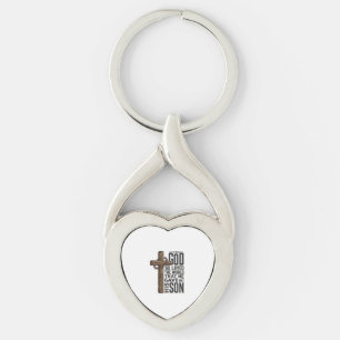 John 3_16 Kors Vintage Gravyr Kristet Design Twisted Heart Silverfärgad Nyckelring