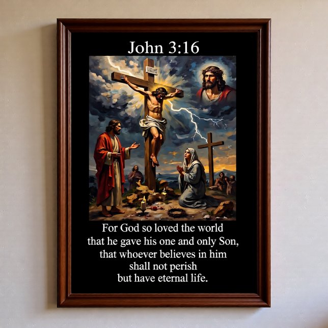 John 3:16 Korsfästelse Golgata Blixt  Poster (Skapare uppladdad)