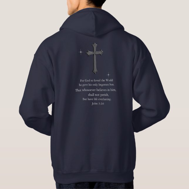 John 3:16 kristen  hoodie (Baksida)