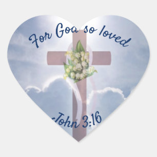John 3:16, kristen religion, kor i moln hjärtformat klistermärke