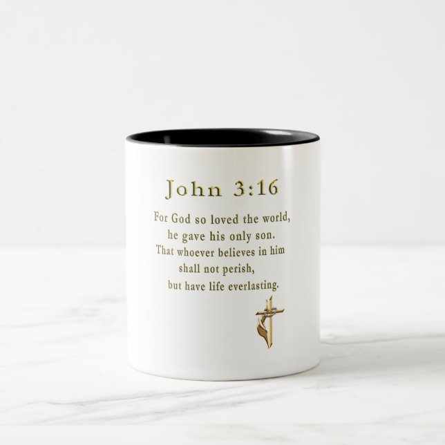 John 3:16 kristna gåvor Två-Tonad mugg (Center)