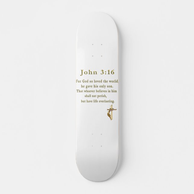 John 3:16 kristna presenter skateboard bräda 20,5 cm (Framsida)