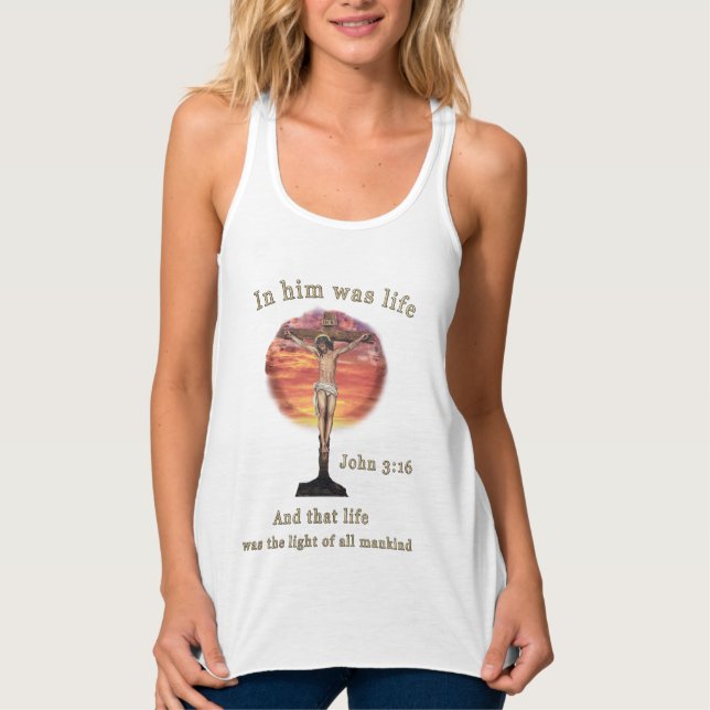 John 3:16 linne med racerback  (Framsida)