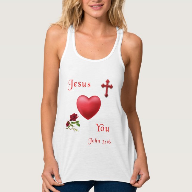 John 3:16 linne med racerback  (Framsida)