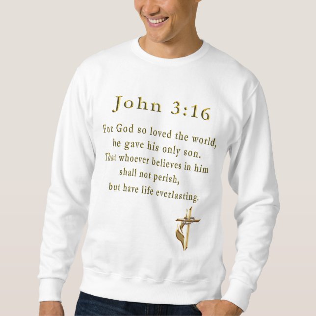 John 3:16 manar Kristiankläder Lång Ärmad Tröja (Framsida)