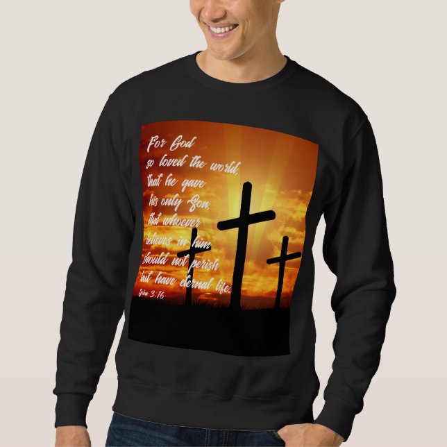 JOHN 3:16 MODERN BIBELVERS KRYSTEN PRESENT LÅNG ÄRMAD TRÖJA (Framsida)