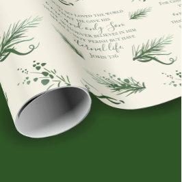 John 3:16 Modern Sage-jul i Bibeln Anpassningsbar Presentpapper