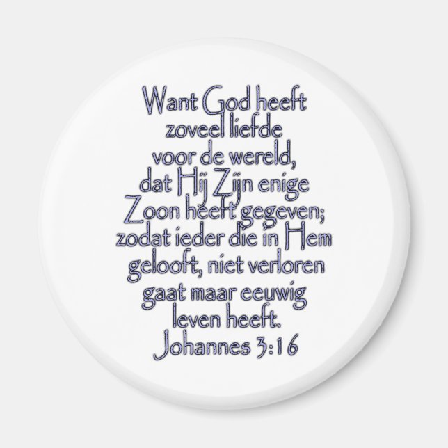 John 3:16 Nederländska Magnet (Framsidan)