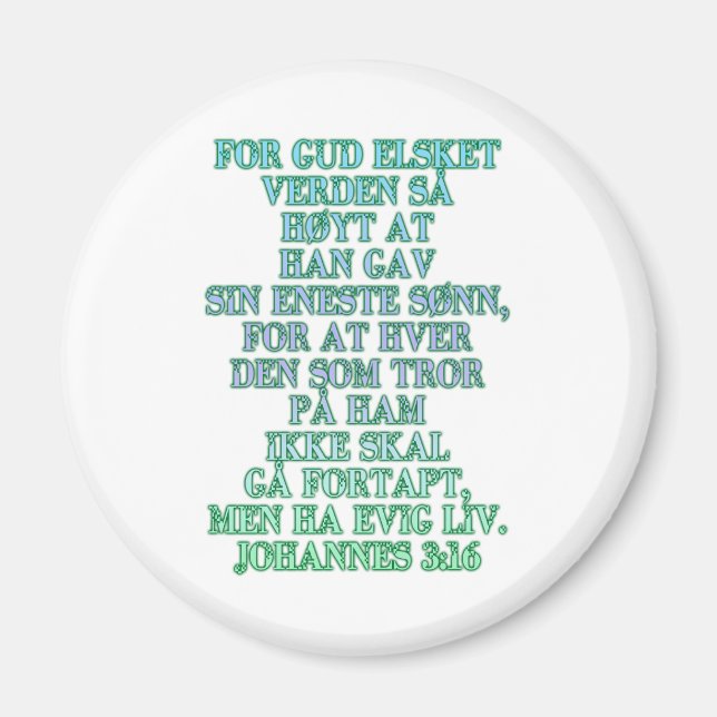 John 3:16 Norska Magnet (Framsidan)