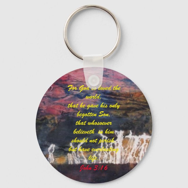 John 3:16 Nyckelkedja för bibelskriptbärgning, san Nyckelring (Framsida)