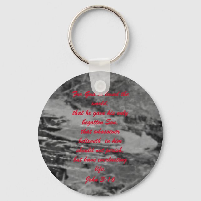 John 3:16 Nyckelkedja för bibelskriptbärgning, san Nyckelring (Framsida)