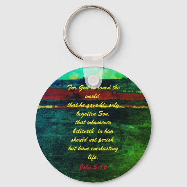 John 3:16 Nyckelkedja för bibelskriptbärgning, san Nyckelring (Framsida)