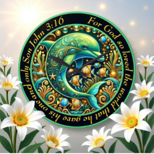 John 3:16 Ocean Harmony Dolphin Stor Klocka