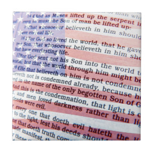 John 3:16 och amerikansk flagga Kakel