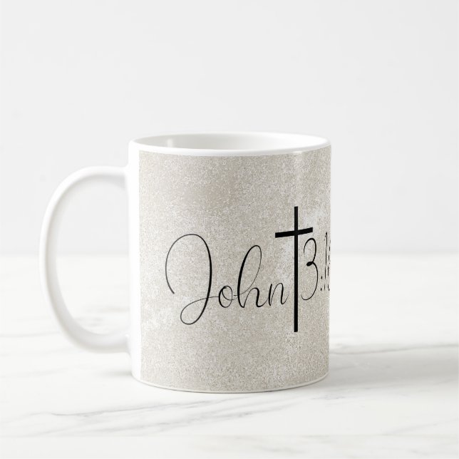 John 3:16 Pearl-bakgrund Kaffemugg (Vänster)