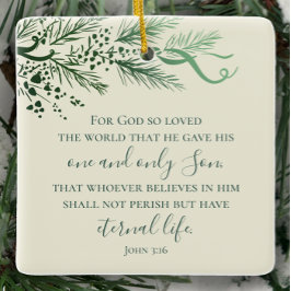 John 3:16 Personlig Sage Gräs julgåva Julgransprydnad Keramik