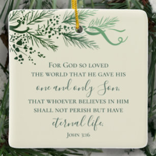 John 3:16 Personlig Sage Gräs julgåva Julgransprydnad Keramik