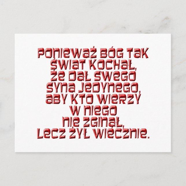 John 3:16 Polska Vykort (Framsida)
