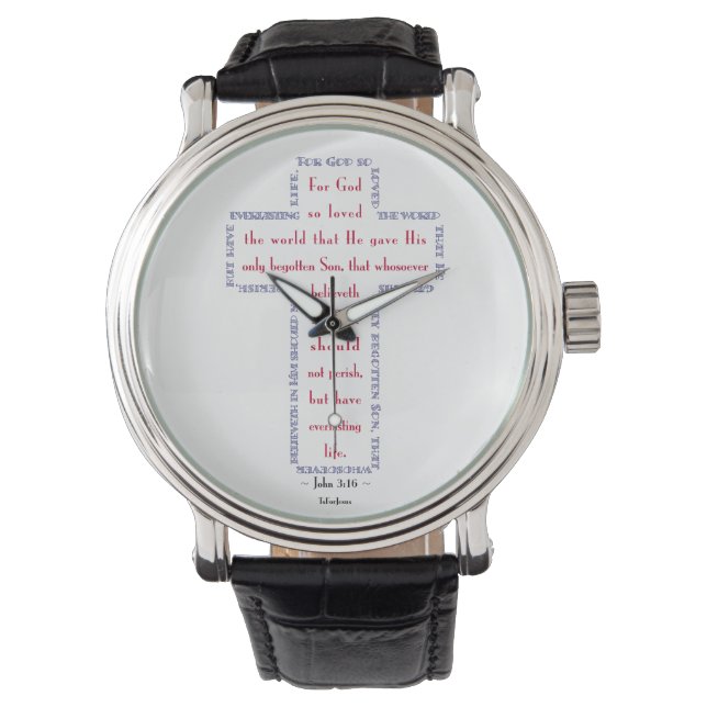 John 3:16 Red, White and Blue Kor Armbandsur (Framsida)