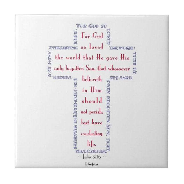 John 3:16 Red, White and Blue Kor Kakelplatta (Framsidan)