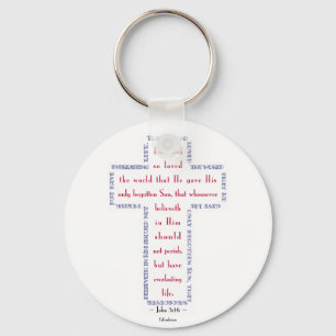 John 3:16 Red, White and Blue Kor Nyckelring