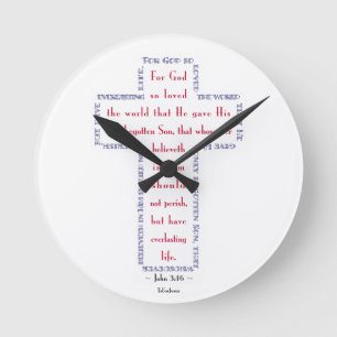 John 3:16 Red, White and Blue Kor Rund Klocka