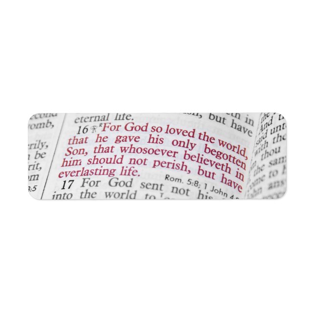 John 3:16 returadress etikett (Framsidan)