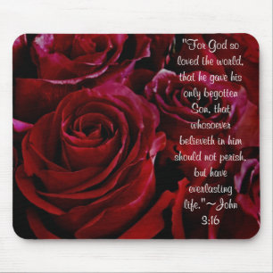 John 3:16 röd ros mousepad musmatta